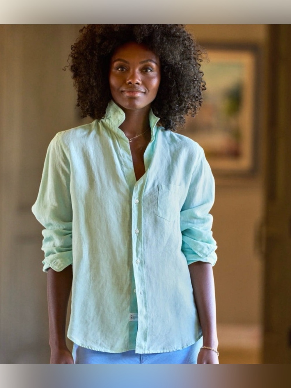 Frank & Eileen light mint green button-up shirt